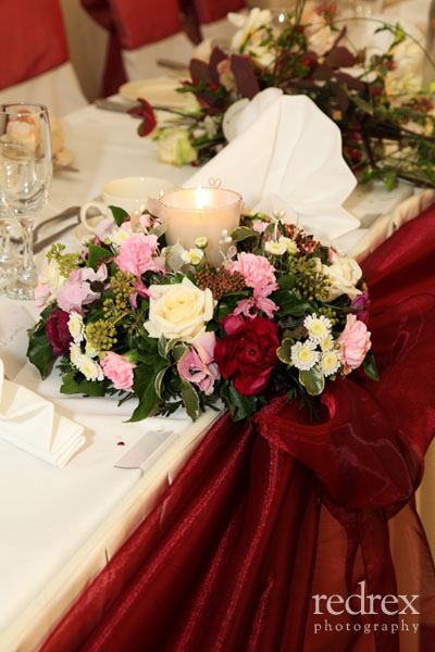 Wedding Table Flowers, at the Grange Country House