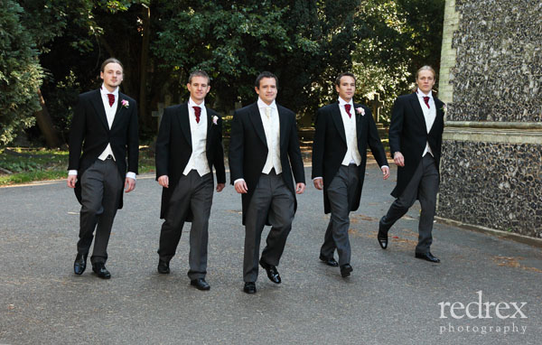 Groom walking with Best men and Ushers