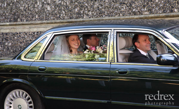 Bride arriving by car