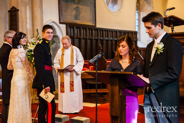 Church readings, at military wedding