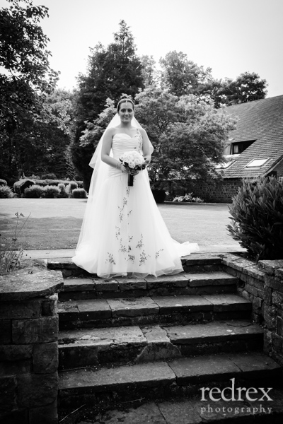 Whately Hall Bride on Garden Stairs