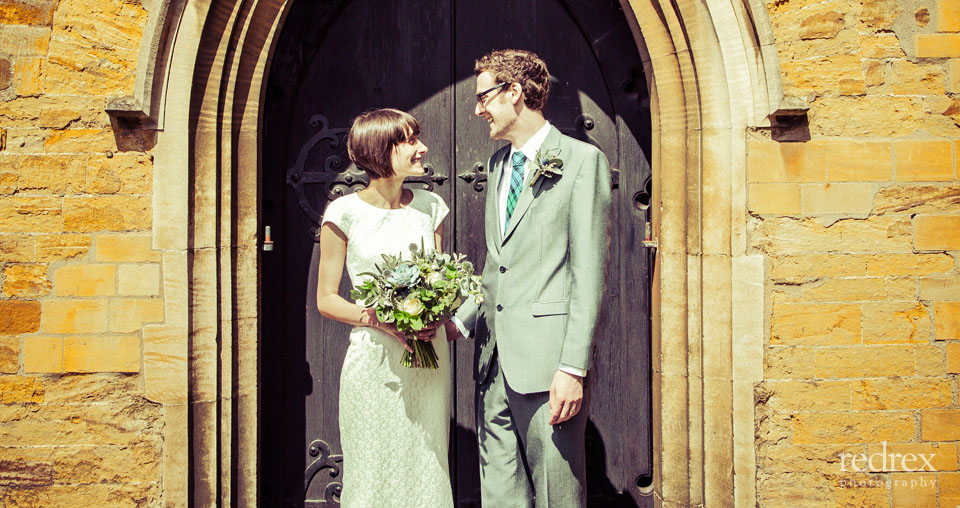 Bride and Groom outside, St Giles Church Northampton