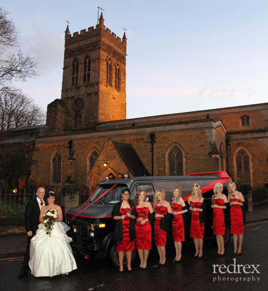 St Giles Church Northampton, Bride and Bridesmaids with A-Team Van
